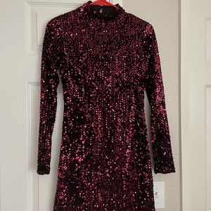 Sequined backless mini dress